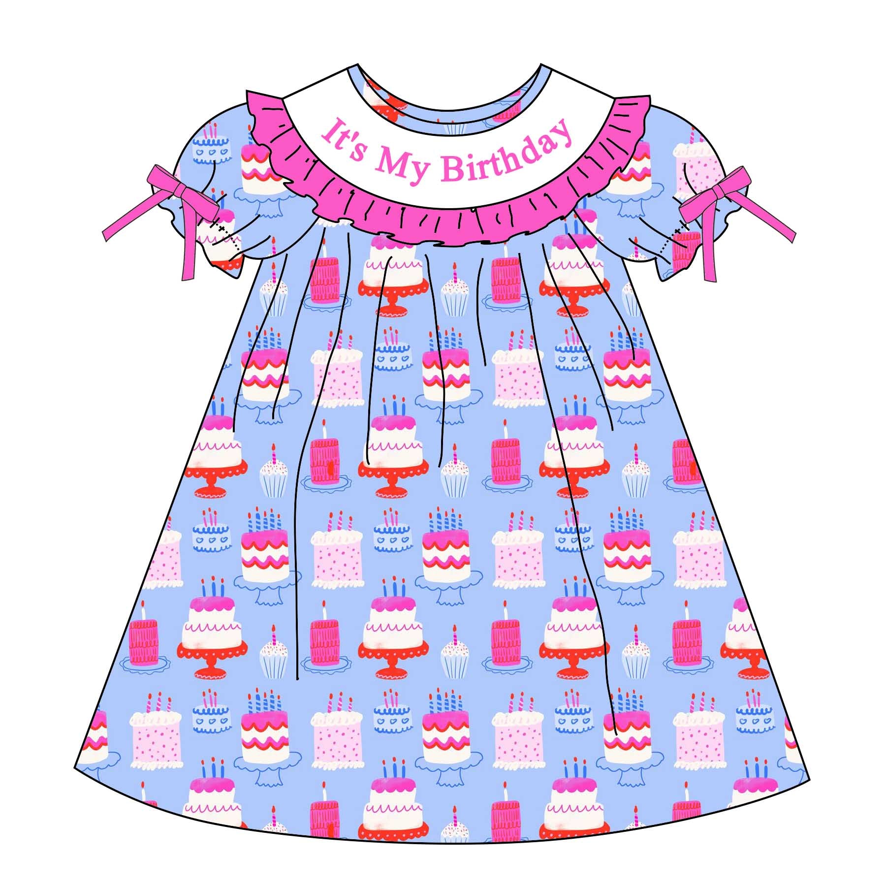 (Pre Order)Sisters Spring&Summer BIRTHDAY GIRL Embroidery Smocked Dress&Romper