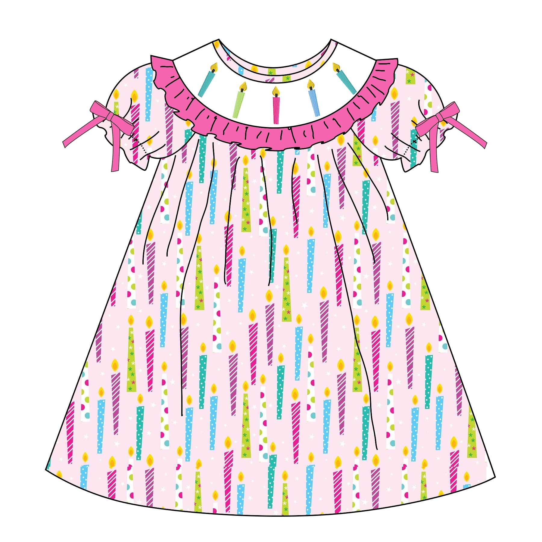 (Pre Order)Sisters Spring&Summer BIRTHDAY GIRL Embroidery Smocked Dress&Romper