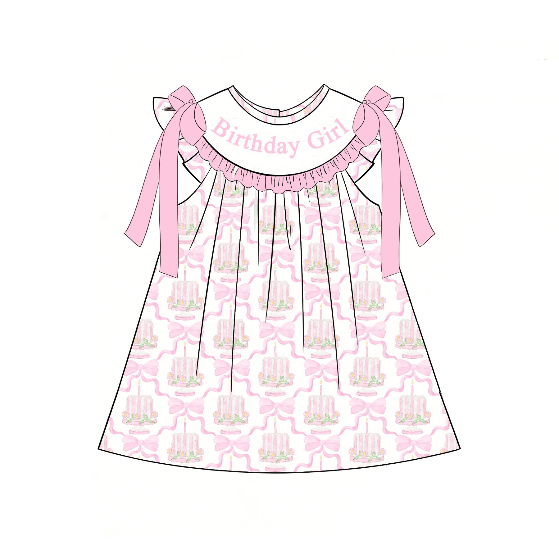 (Pre Order)Sisters Spring&Summer BIRTHDAY GIRL Embroidery Smocked Dress&Romper