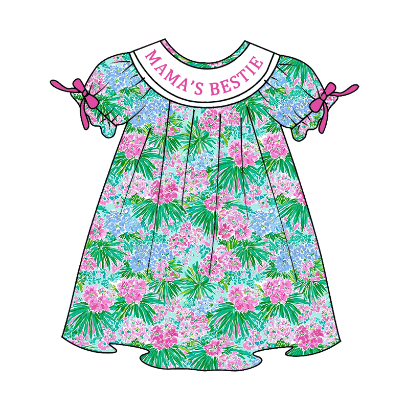 (Pre Order)Sisters Spring&Summer MAMA'S BESTIE Embroidery Smocked Dress&Romper