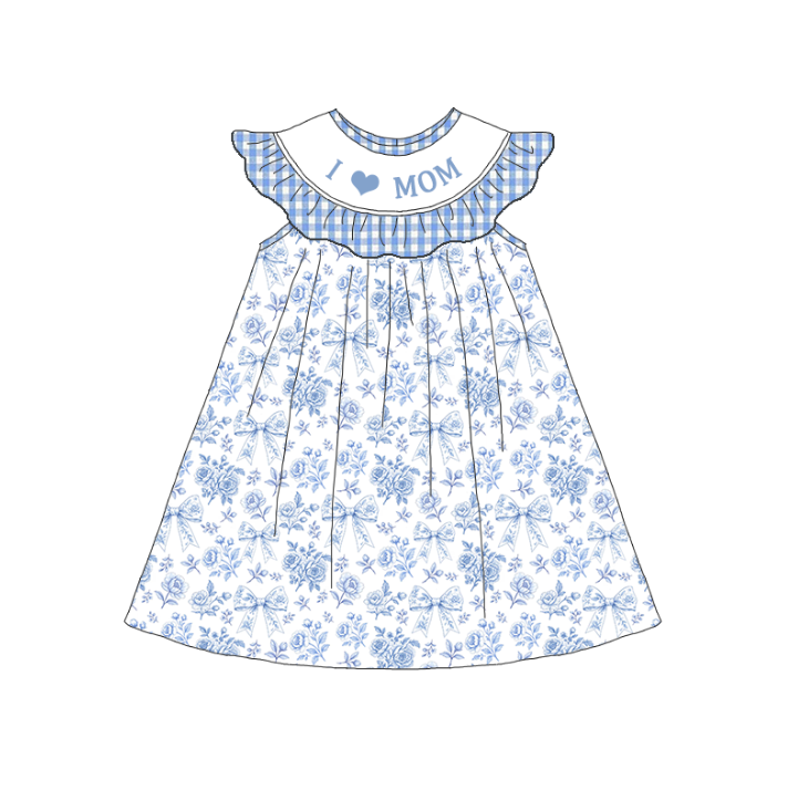 (Pre Order)Siblings I♥MOM Embroidery Smocked Dress,Set&Romper