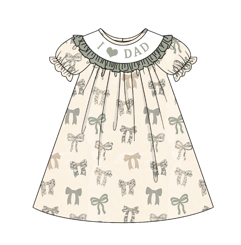 (Pre Order+Prepack Zone)Siblings I♥DAD Embroidery Smocked Dress,Set&Romper