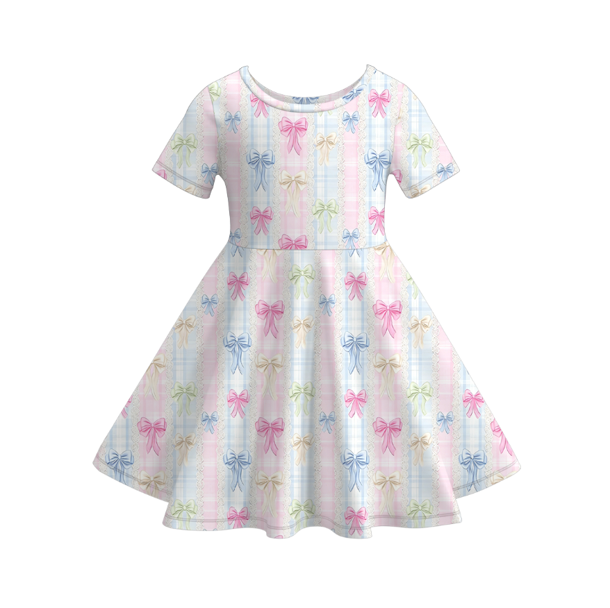 (Pre Order)Mommy and Me Spring&Summer Bow Print Dress