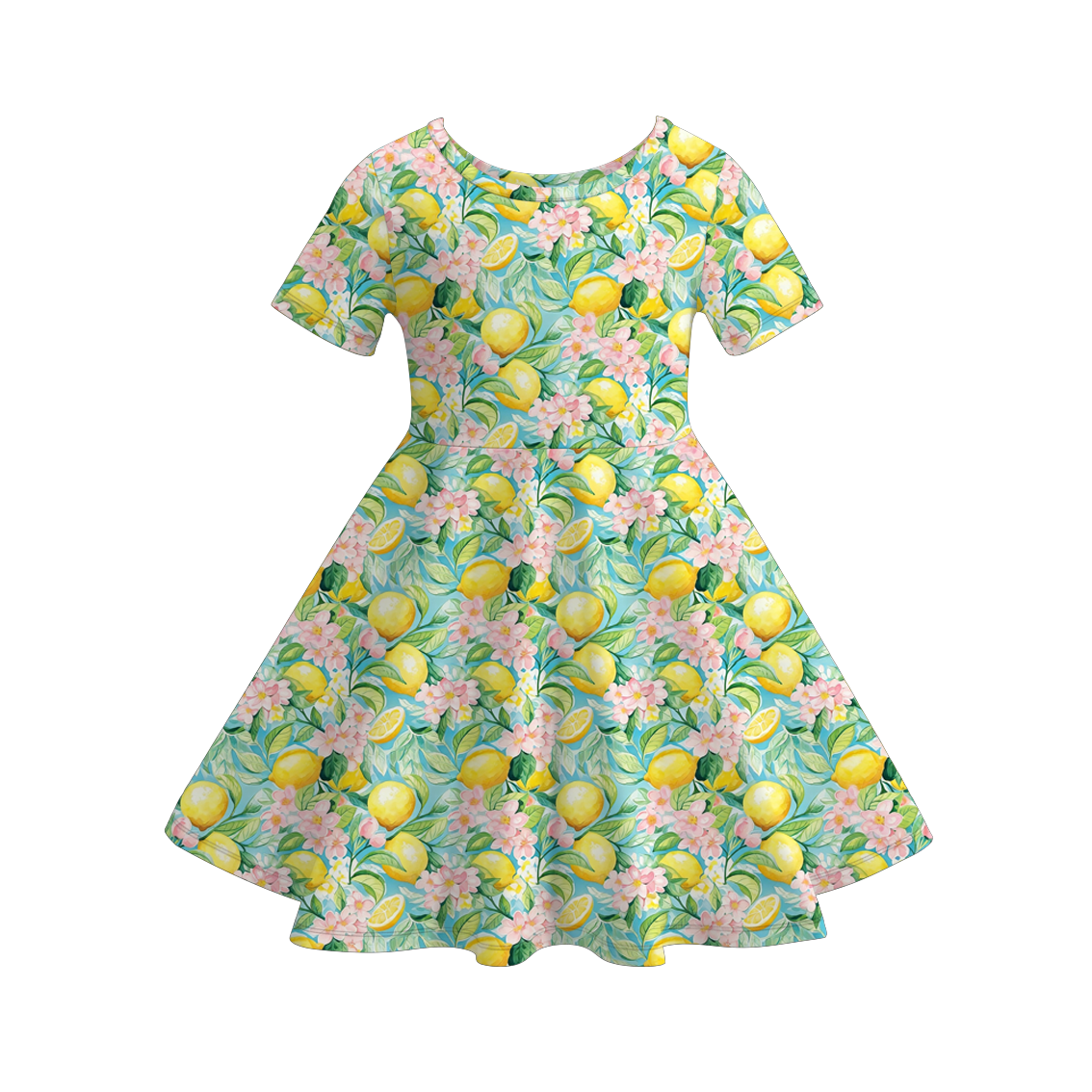 (Pre Order)Mommy and Me Spring&Summer Lemon,Floral Print Dress