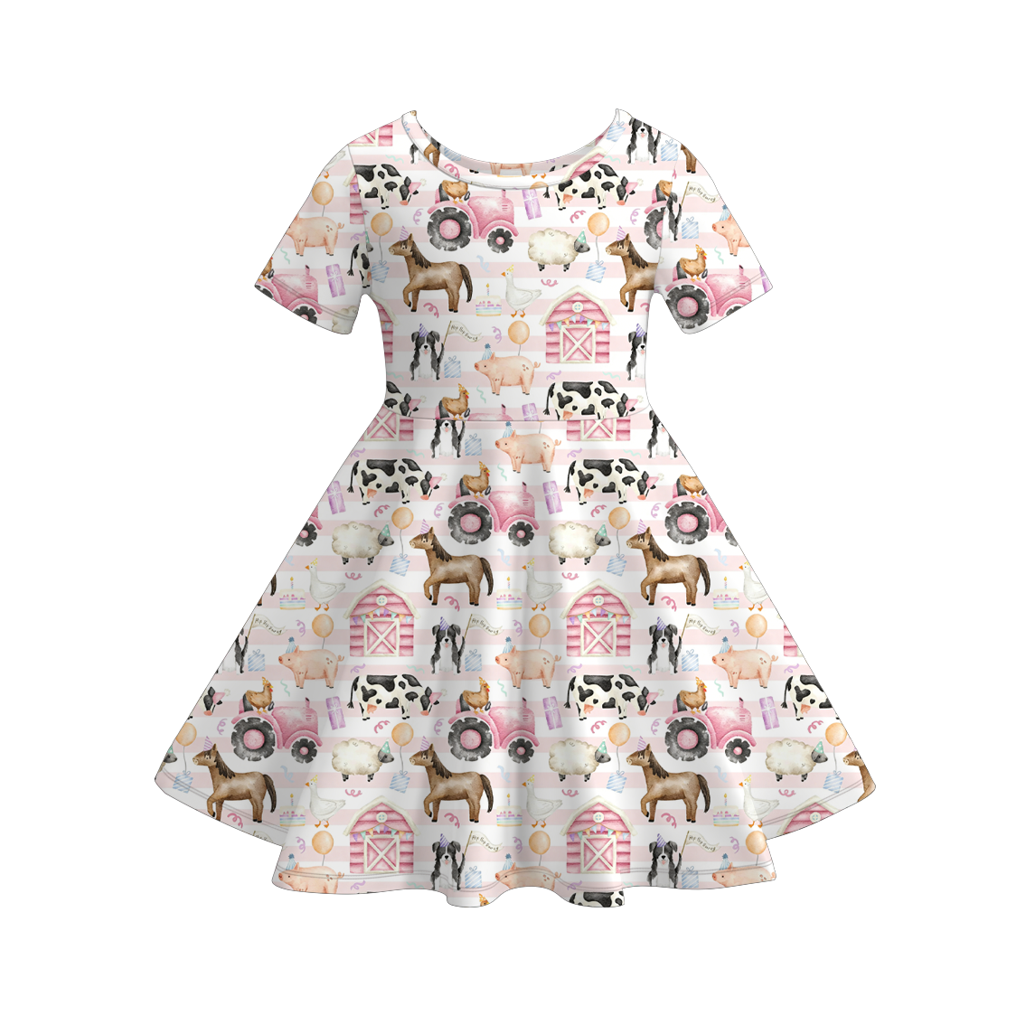 (Pre Order)Girls Spring&Summer Birthday Print Dress