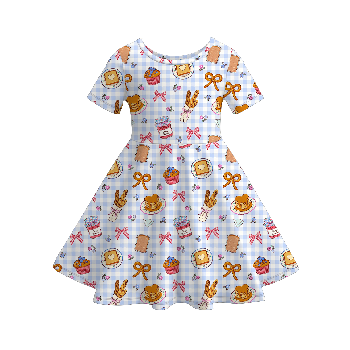(Pre Order)Girls Spring&Summer Burger Print Dress