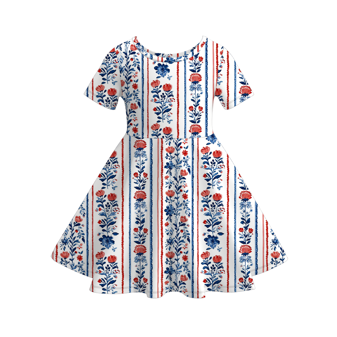 (Pre Order)Girls Summer Patriotic Print Dress