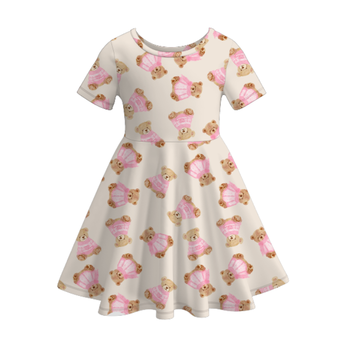 (Pre Order)Girls Teddy Bear&DADS GIRL Print Dress
