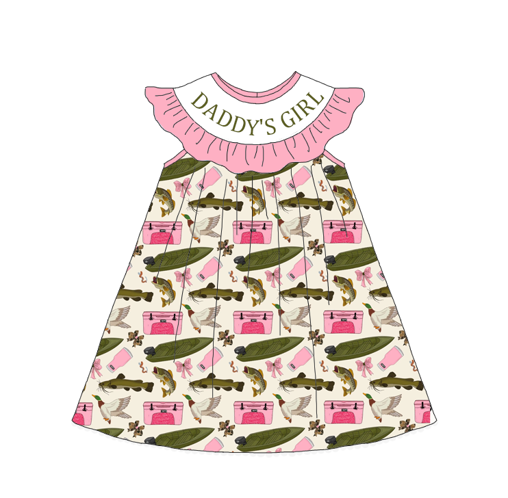 (Pre Order)Sisters DADDY'S GIRL Embroidery Smocked Dress&Romper-Customized name