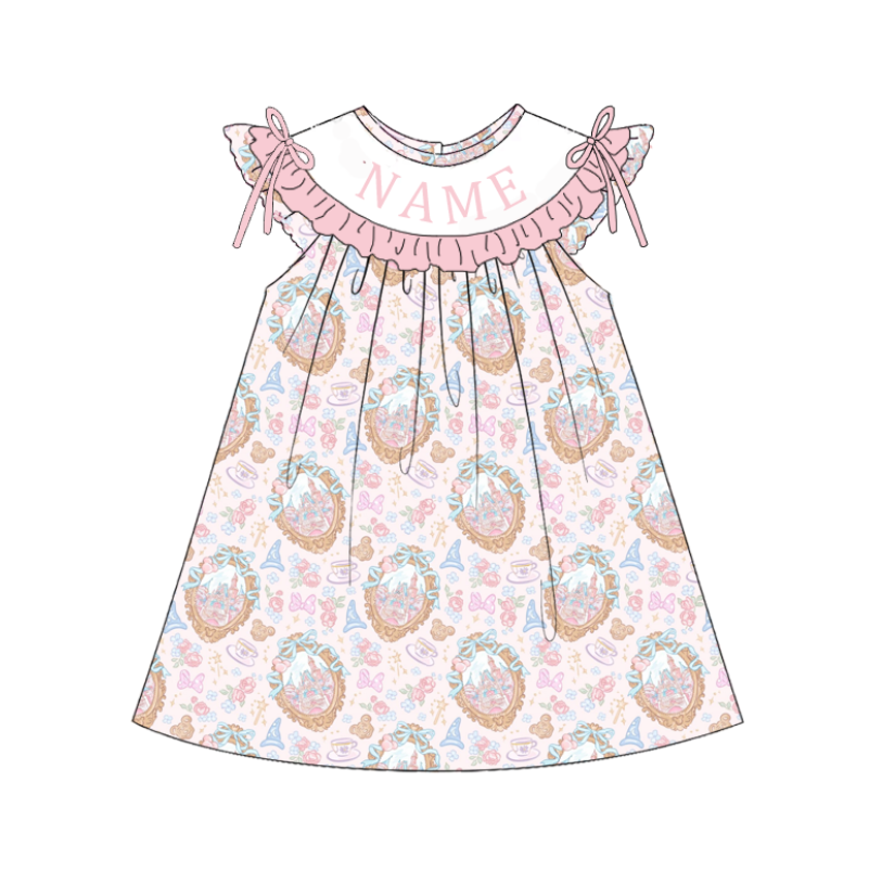 (Pre Order)Sisters Spring&Summer Castle Embroidery Smocked Dress,Set&Romper-Customized name