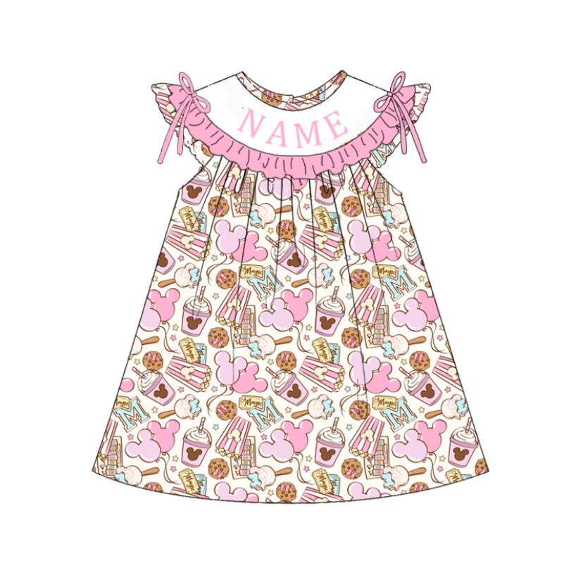 (Pre Order)Sisters Spring&Summer Cartoon Embroidery Smocked Dress,Set&Romper-Customized name