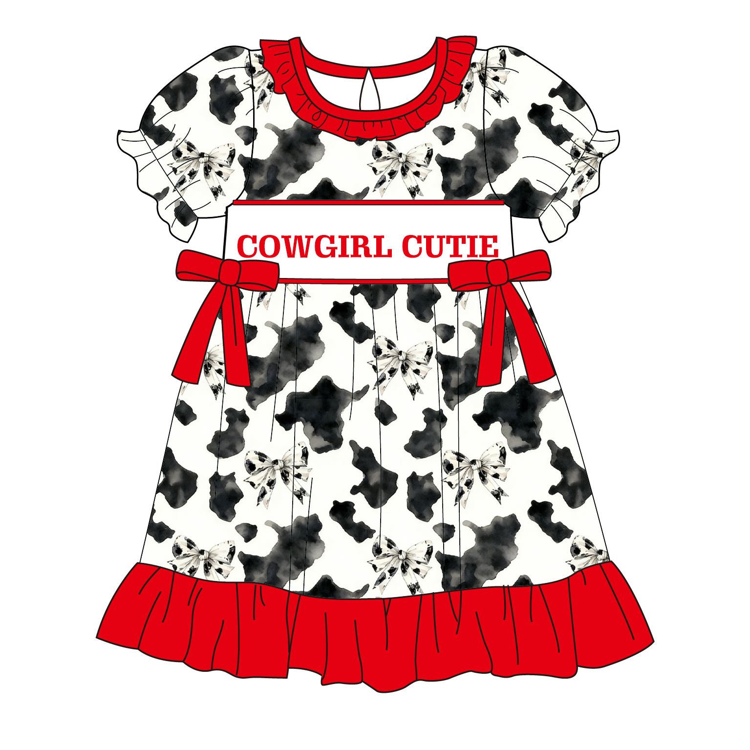 (Pre Order)Sisters Spring&Summer COWGIRL CUTIE Embroidery Smocked Dress&Romper-Customized name