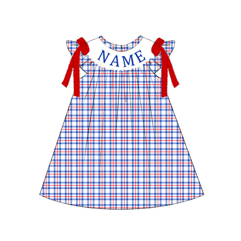 (Pre Order)Siblings Patriotic Embroidery Smocked Dress,Set&Romper-Customized name