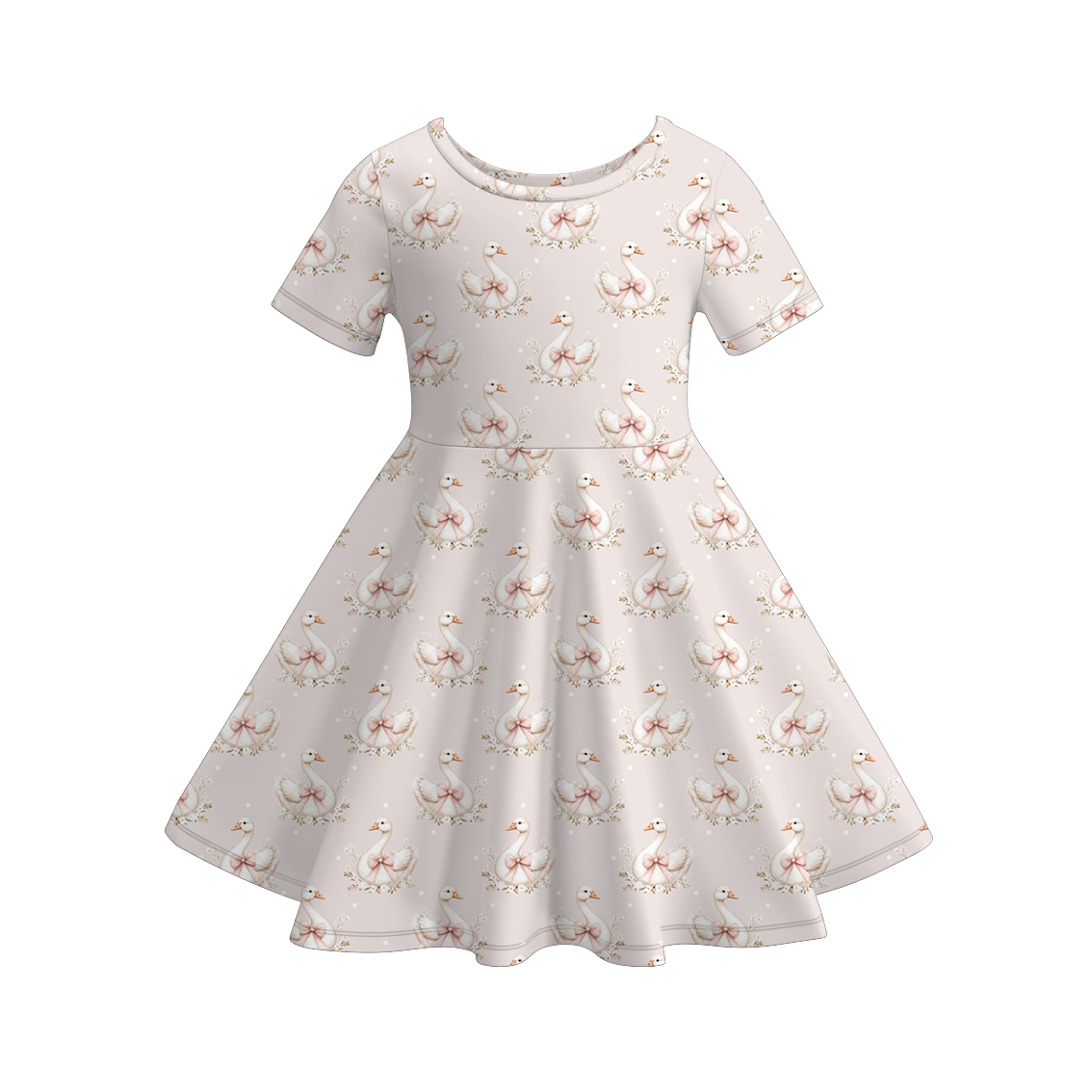 (Pre Order)Girls Spring&Summer Goose Print Dress