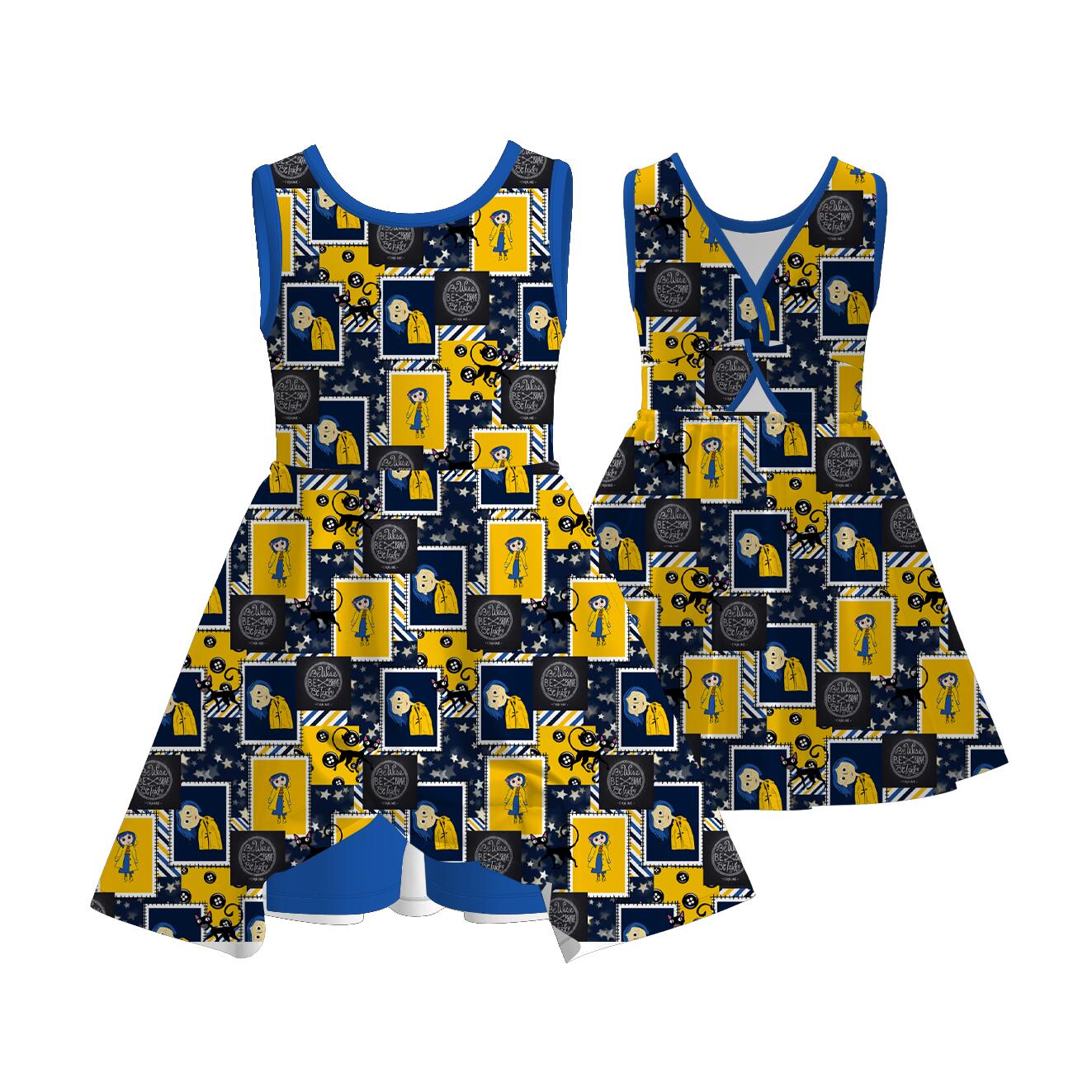 (Pre Order)Girls Spring&Summer Cartoon Character Print Dress,Set&Pants