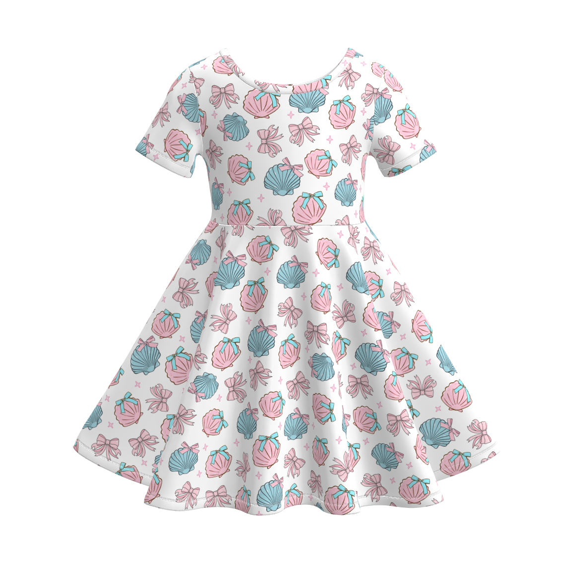 (Pre Order)Girls Spring&Summer Seashell Print Dress
