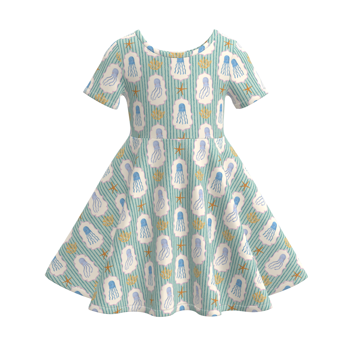 (Pre Order)Girls Spring&Summer Seashell Print Dress