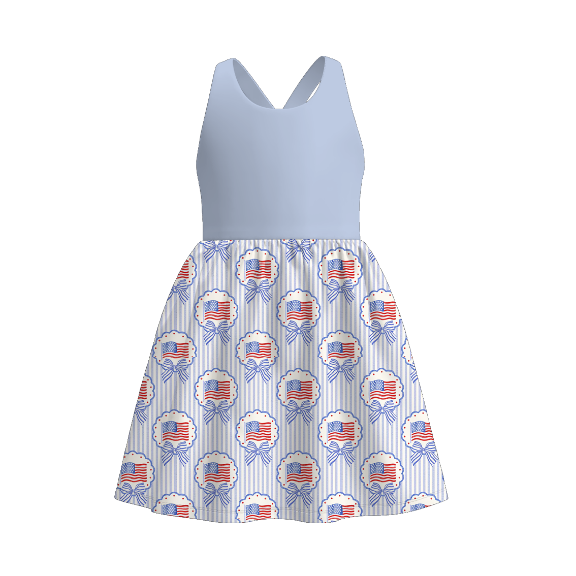 (Pre Order)Girls Patriotic Print Dress