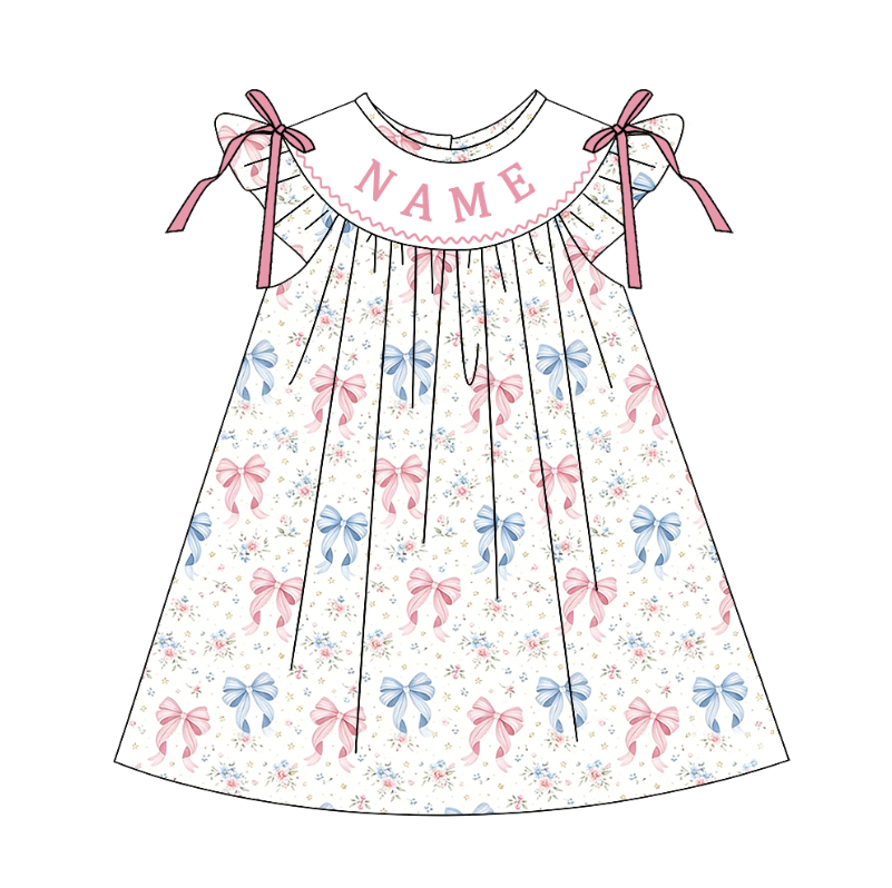 (Pre Order)Sisters Patriotic Embroidery Smocked Dress,Set&Romper-Customized name