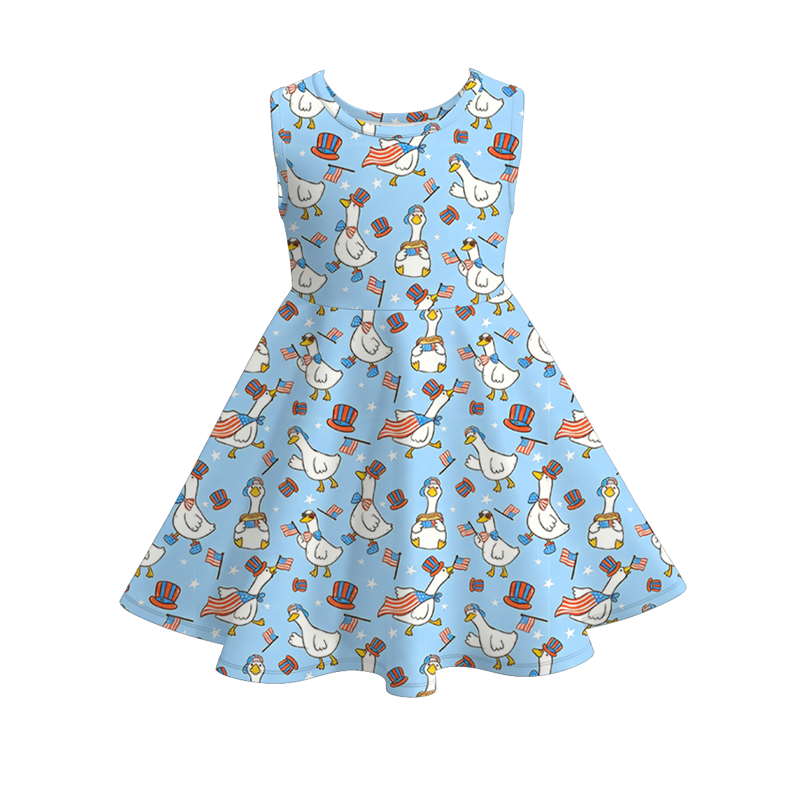 (Pre Order)Mommy and Me Patriotic Goose Print Dress,Set&Pajamas