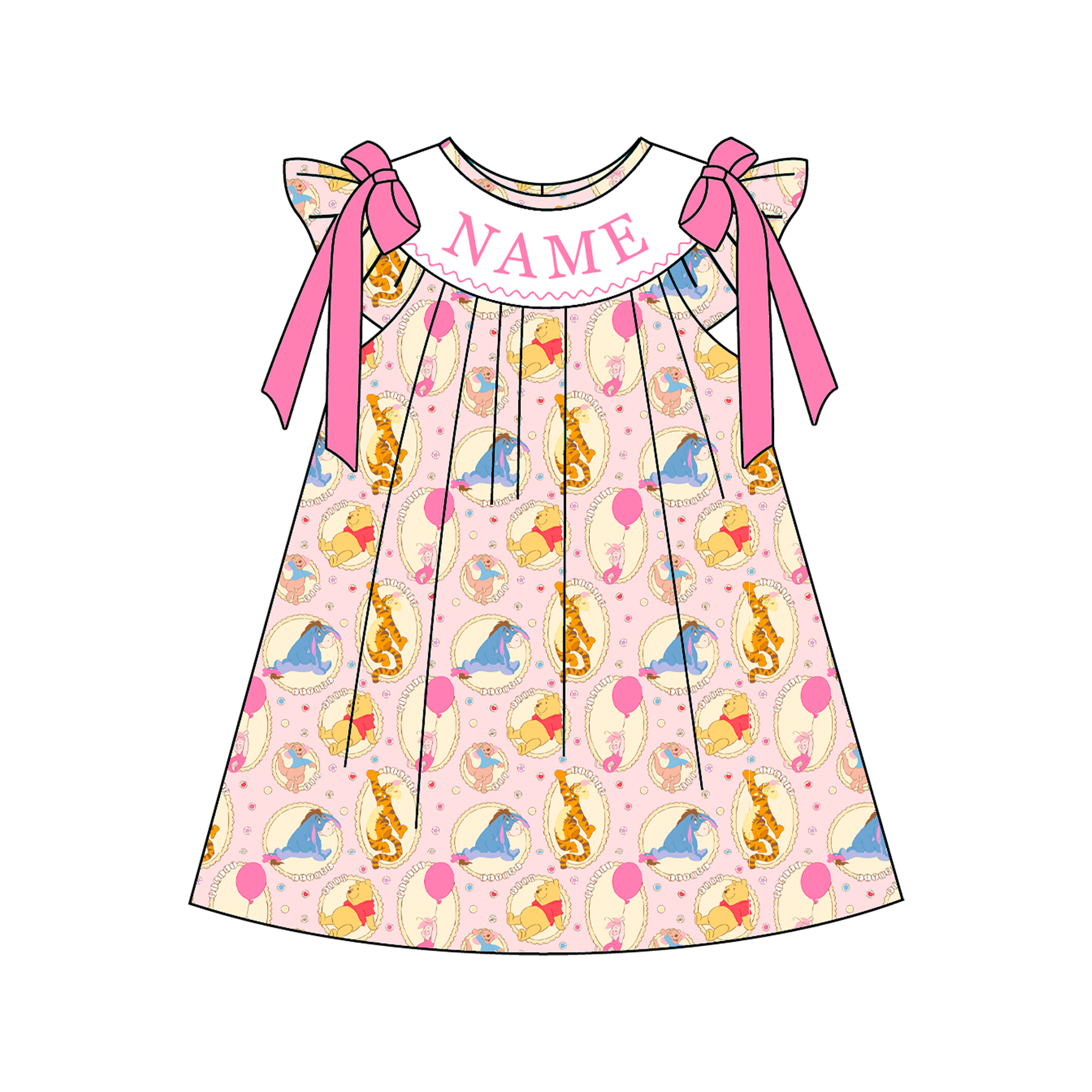 (Pre Order)Sisters Spring&Summer Cartoon Embroidery Smocked Dress,Set&Romper-Customized name