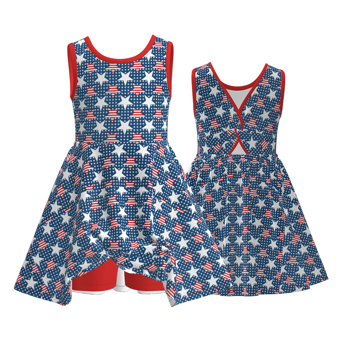 (Pre Order)Girls Patriotic Print Skort Dress-Multiple Styles