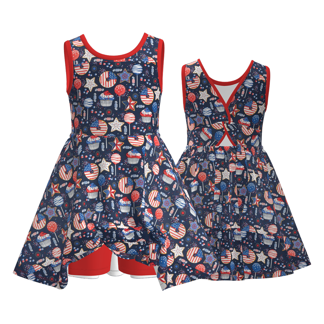 (Pre Order)Girls Patriotic Print Skort Dress-Multiple Styles