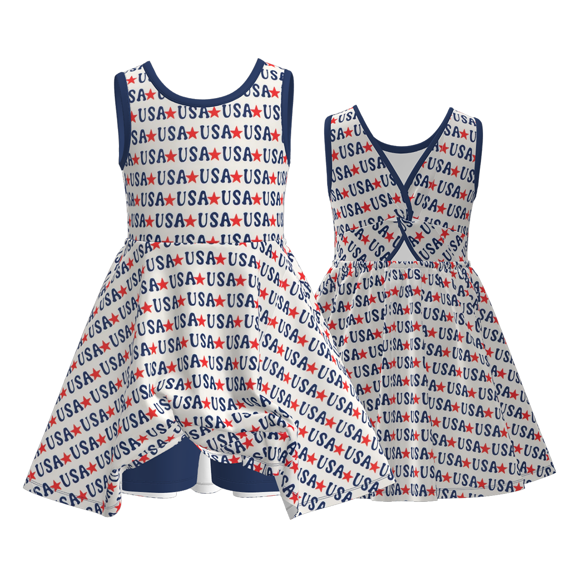 (Pre Order)Girls Patriotic Print Skort Dress-Multiple Styles