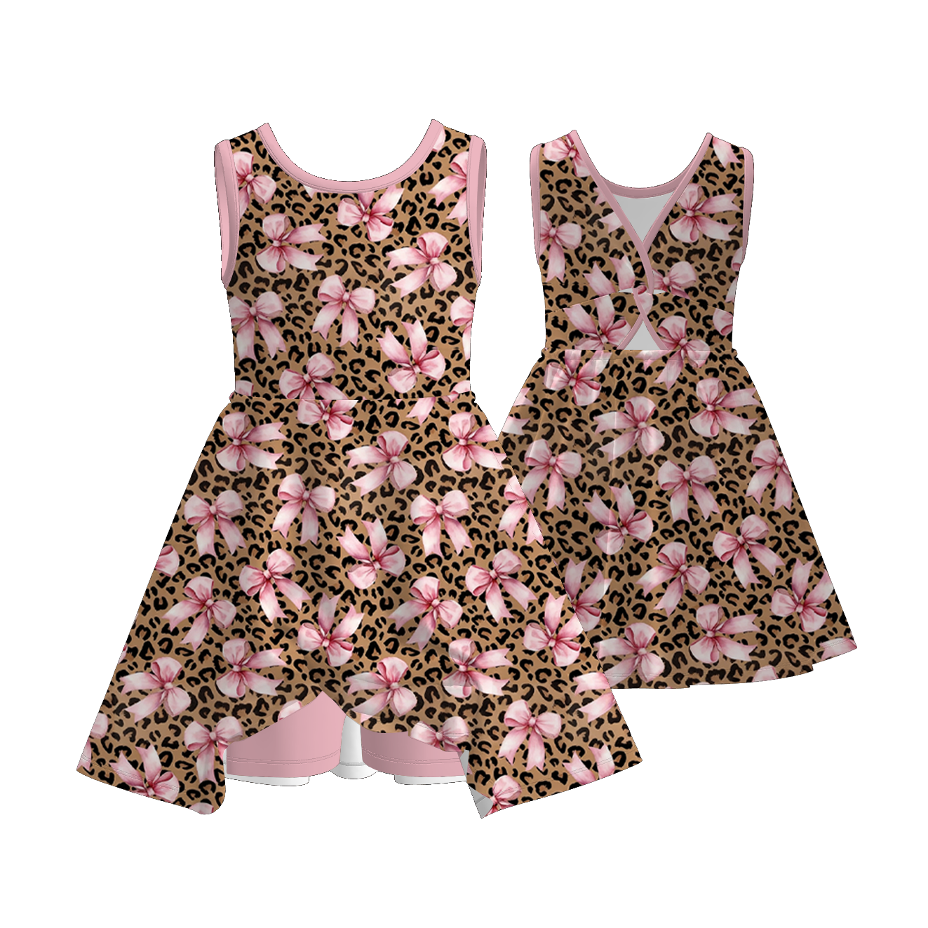 (Pre Order)Family Spring&Summer Bow Print Dress,Set&Jumpsuit