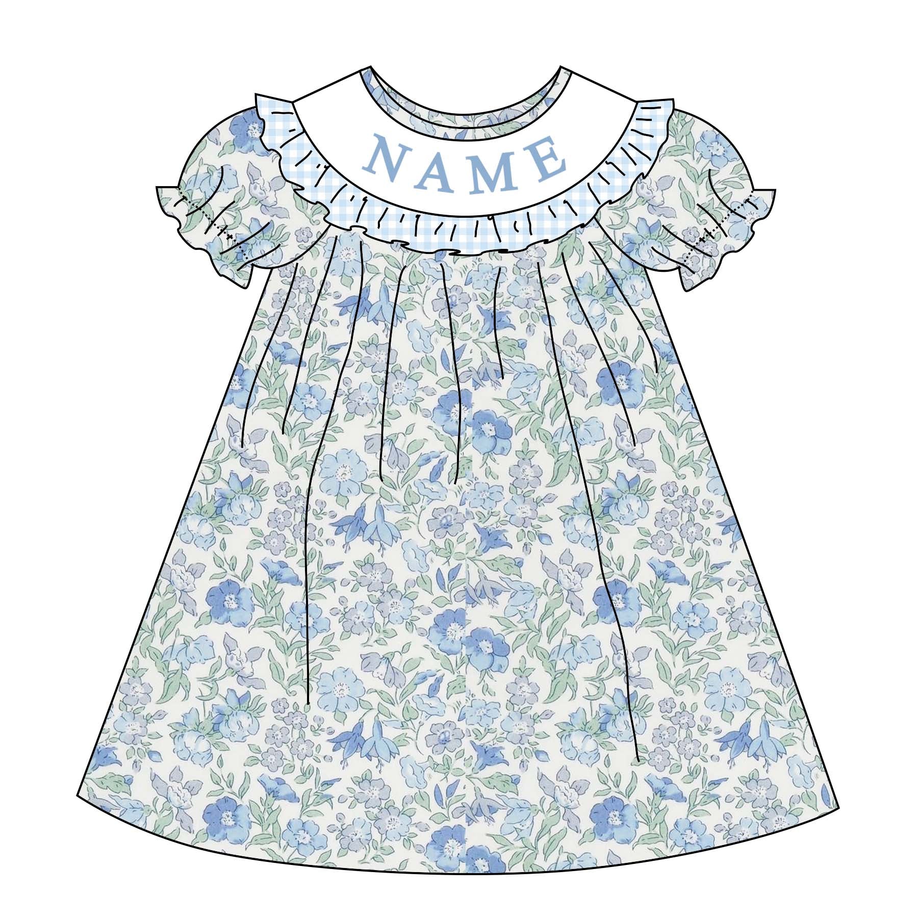 (Pre Order)Sisters Summer Little Boss Lady Embroidery Smocked Dress&Romper-Customized Name
