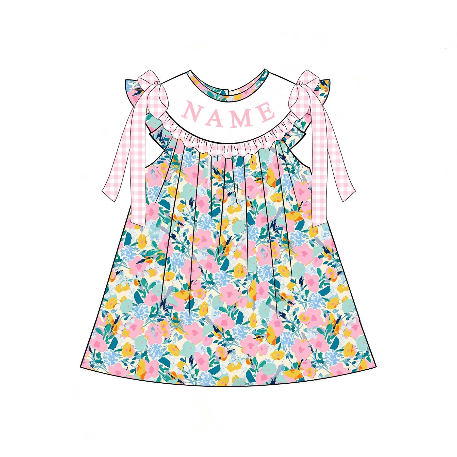 (Pre Order)Sisters Mother's Day Embroidery Smocked Dress&Romper-Customized Name