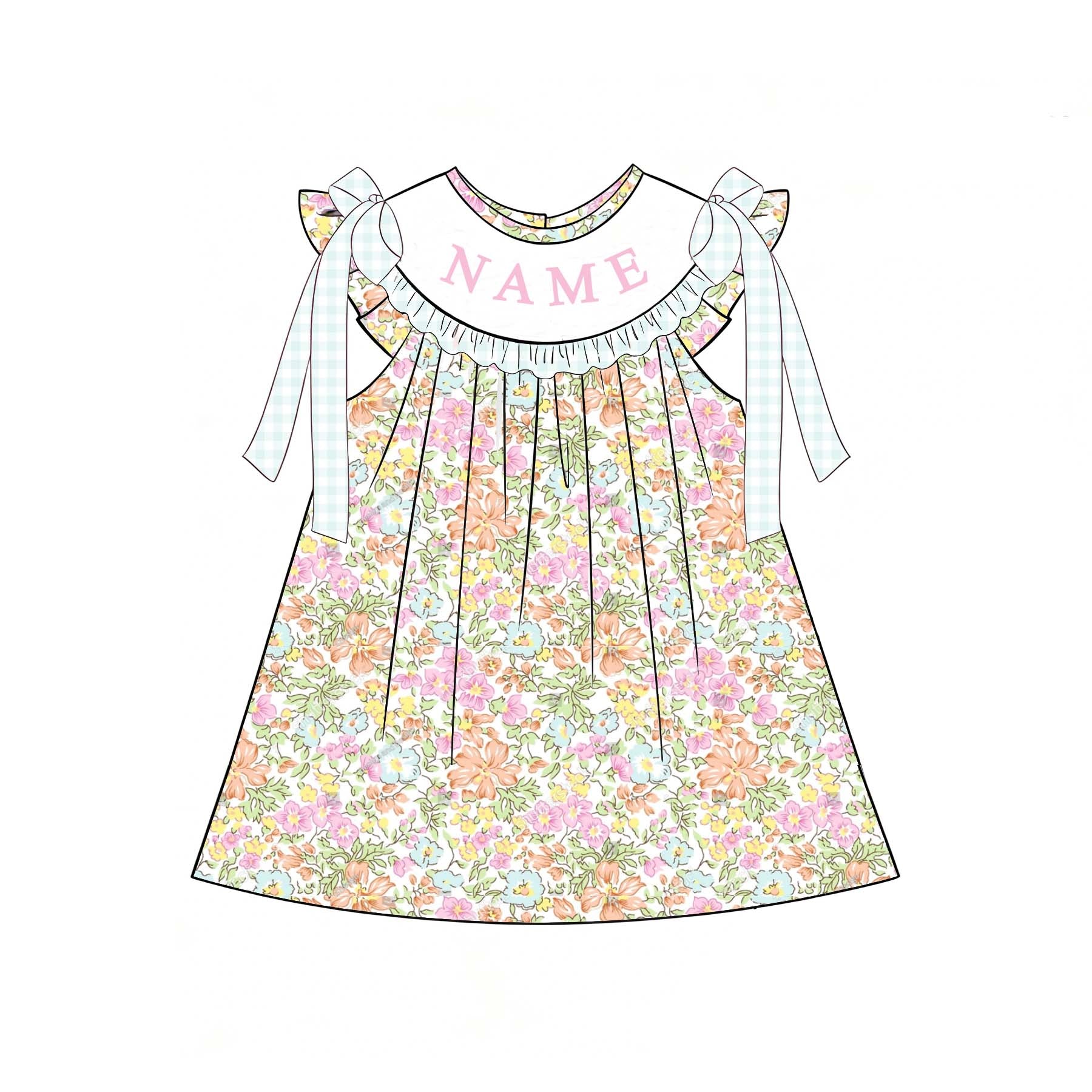 (Pre Order)Sisters Mother's Day Embroidery Smocked Dress&Romper-Customized Name