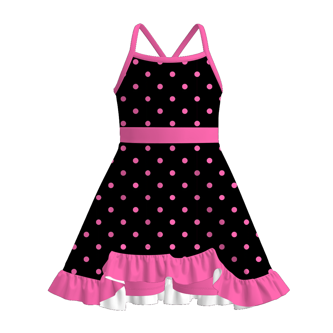 (Pre Order)Girls Spring and Summer Dot Print Skort Dress&Skort Set