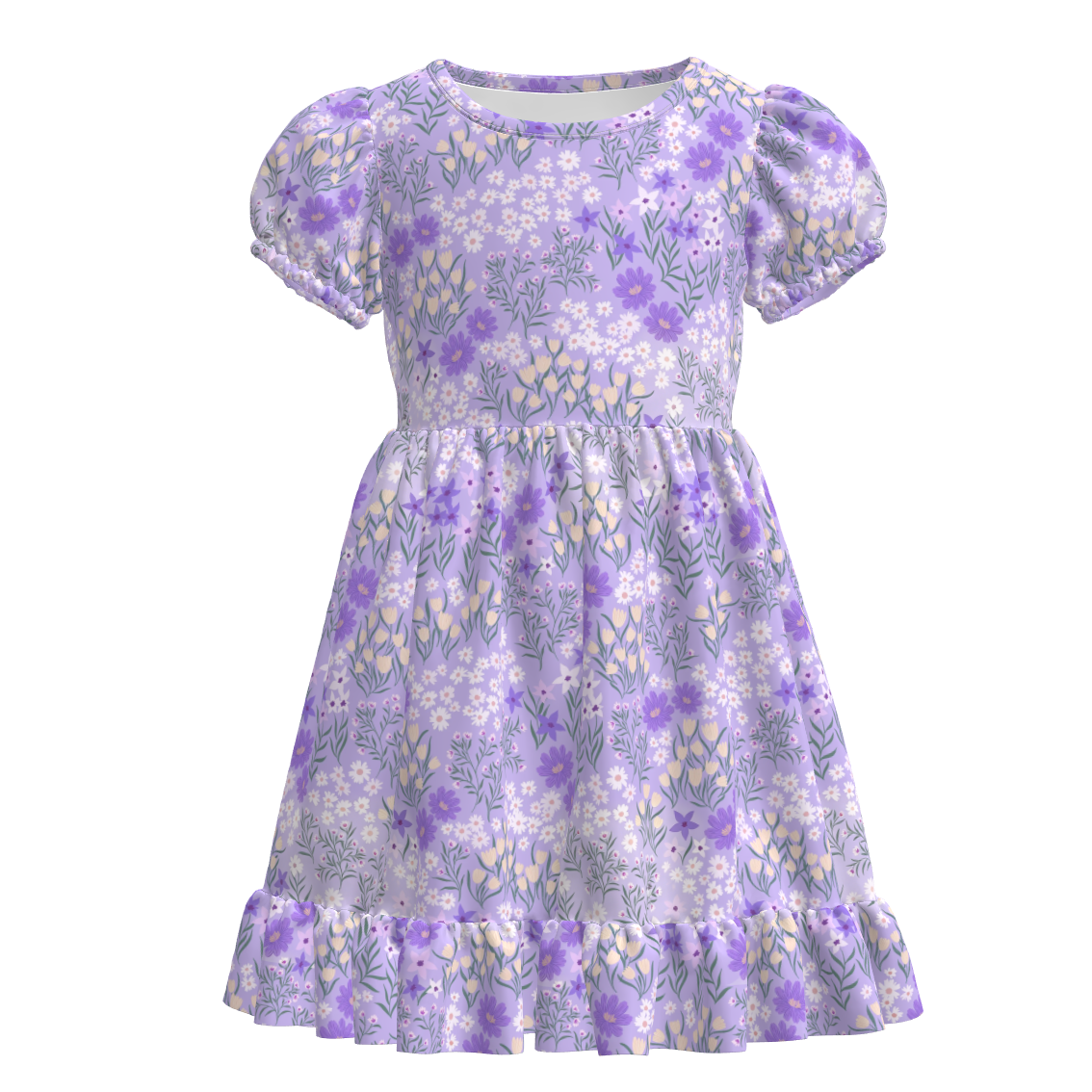 (Pre Order)Family Spring&Summer Lavender Floral Print Dress,Set&Romper