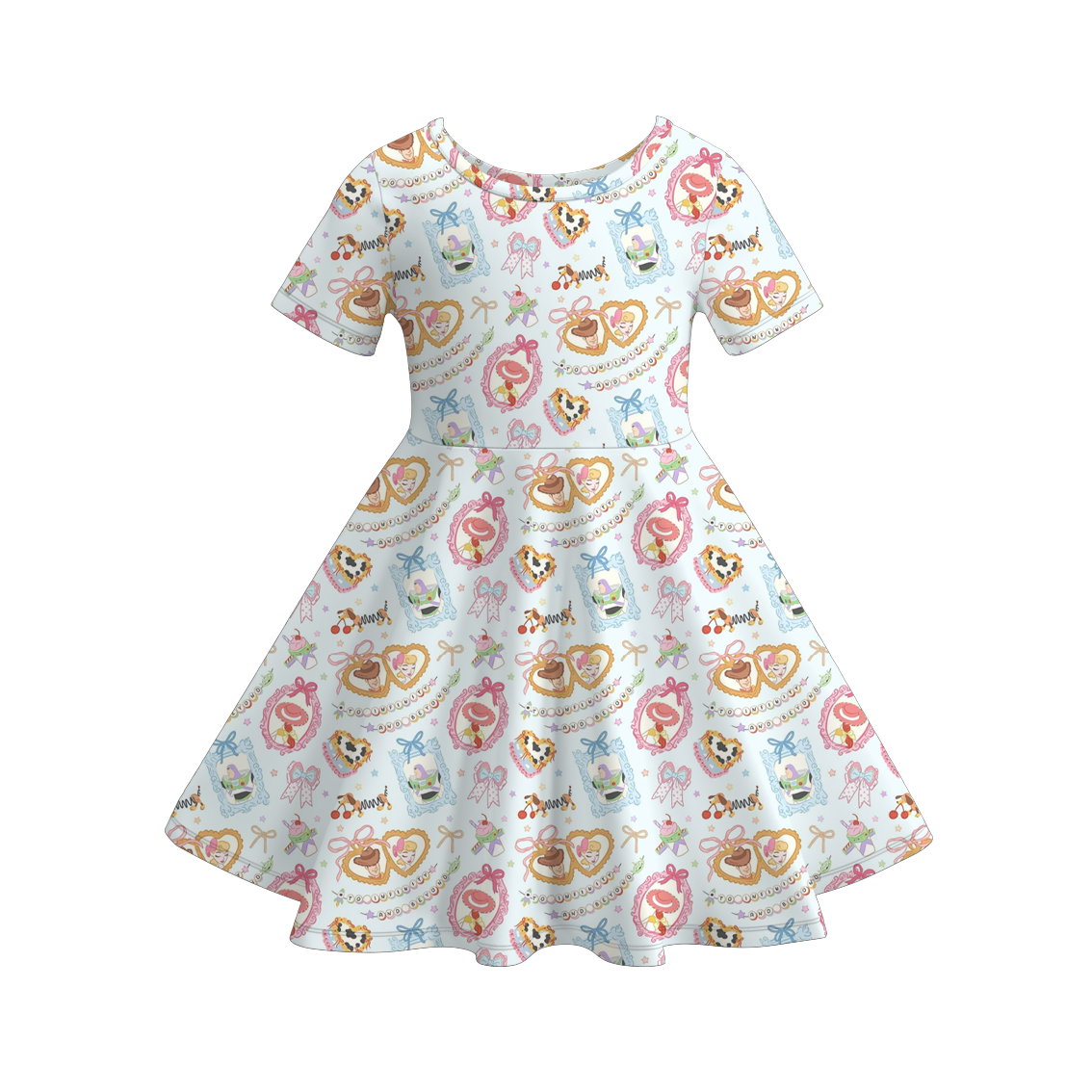 (Pre Order+Prepack Zone)Girls Cartoon Toy Print Dress(Mix Size)