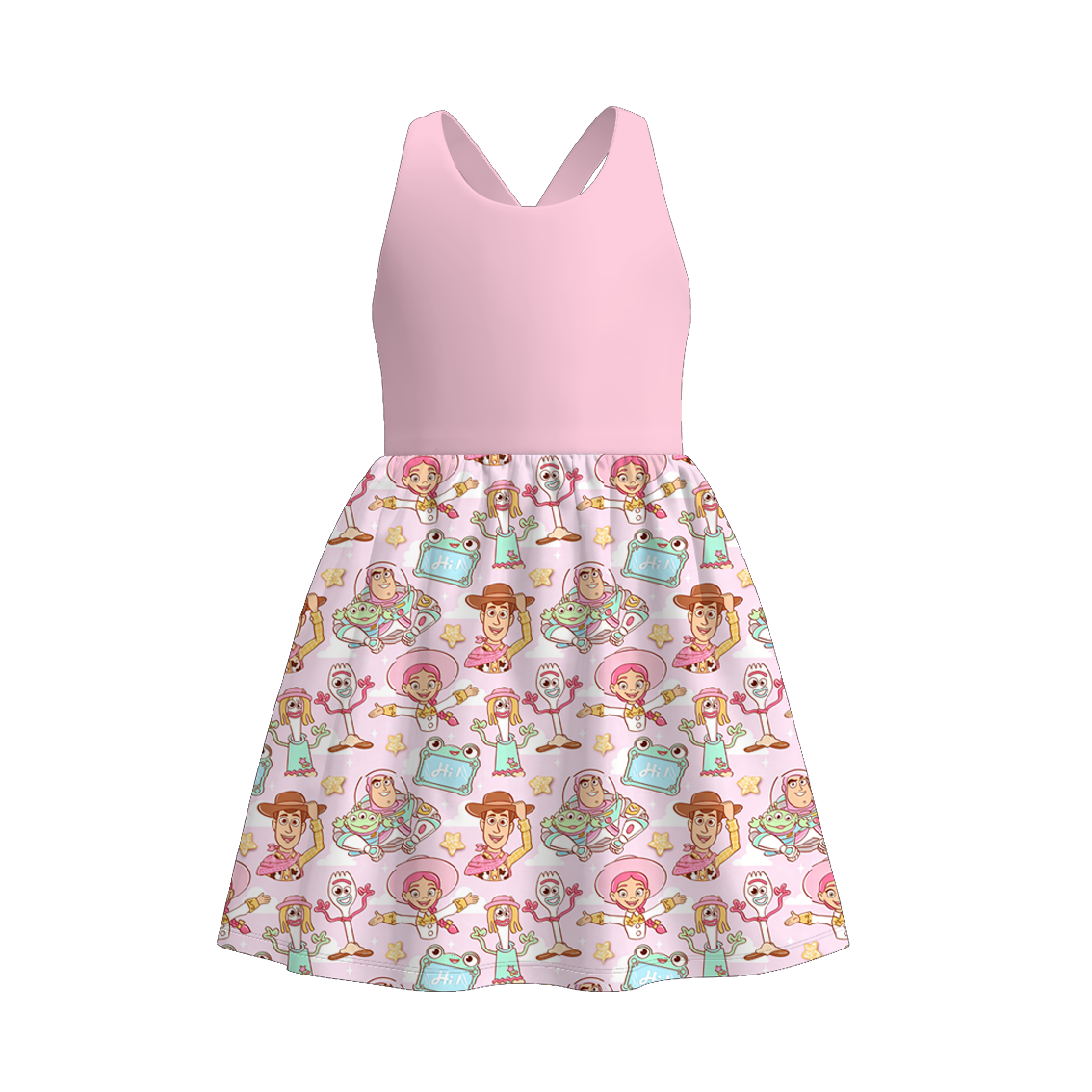 (Pre Order+Prepack Zone)Girls Cartoon Toy Print Dress,Set(Mix Size)