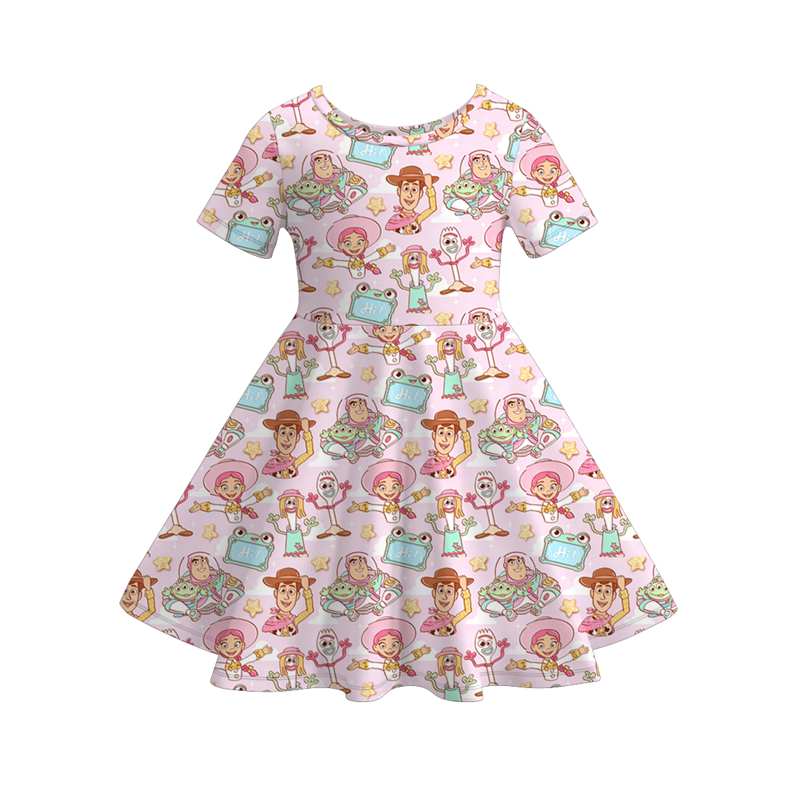 (Pre Order+Prepack Zone)Girls Cartoon Toy Print Dress,Set(Mix Size)