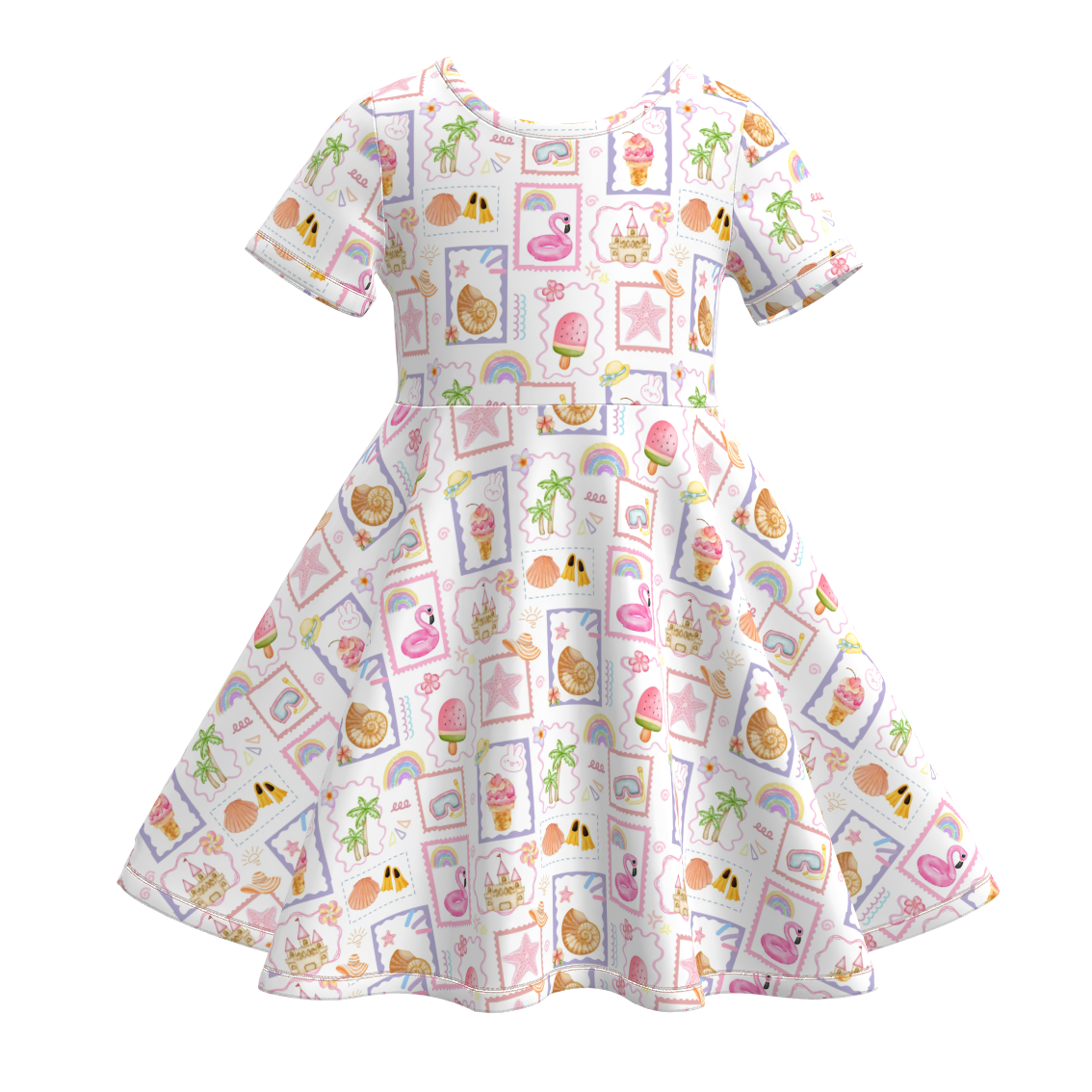 (Pre Order+Prepack Zone)Girls Spring&Summer Seaside Print Dress(Mix Size)