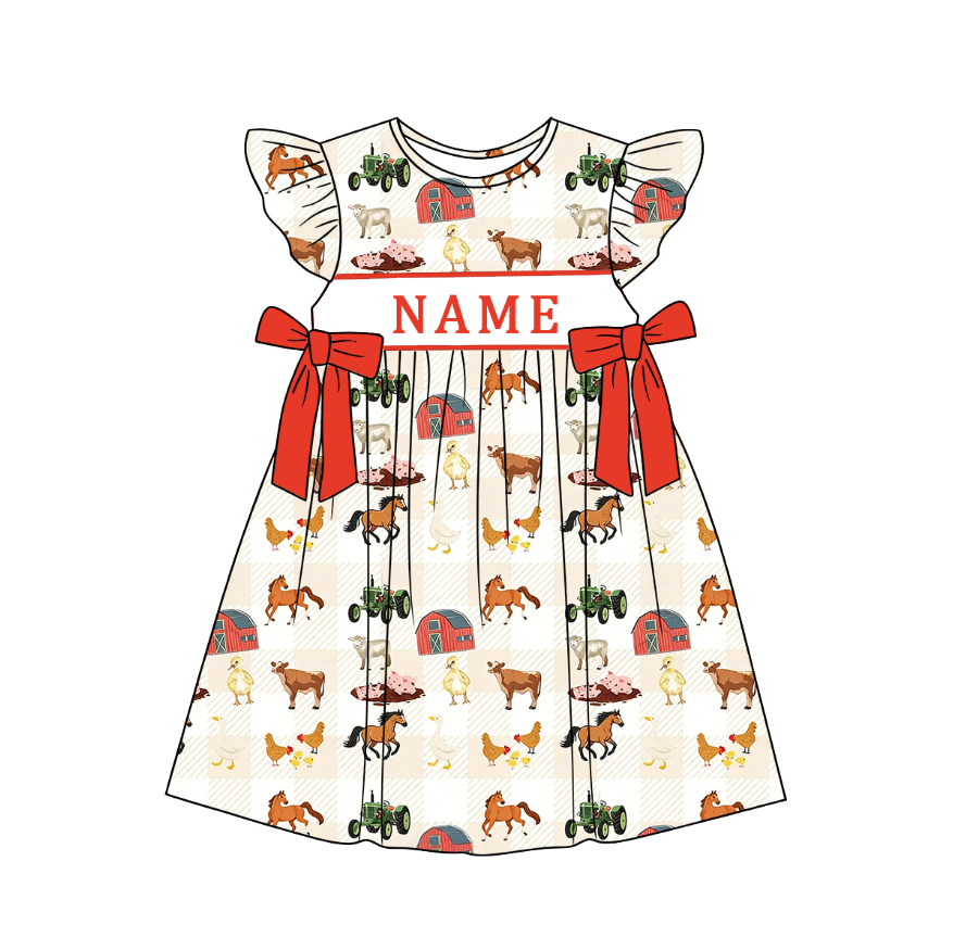 (Pre Order)Siblings Spring&Summer Farm Embroidery Smocked Dress,Set&Romper-Customized name