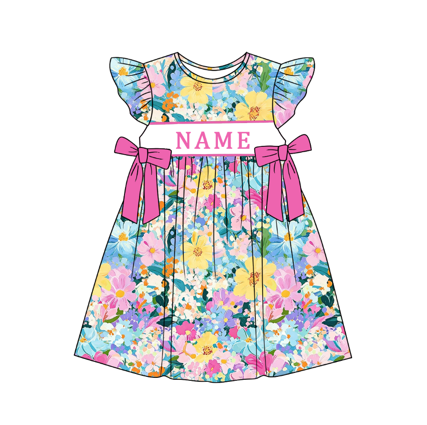 (Pre Order)Sisters Spring&Summer Floral Embroidery Smocked Dress,Set&Romper-Customized name