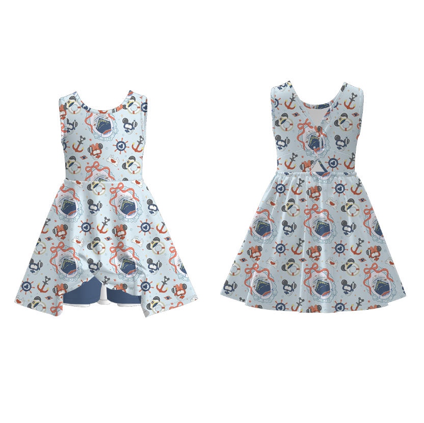 (Pre Order)Mommy and Me Spring&Summer Cartoon Print Skort Dress