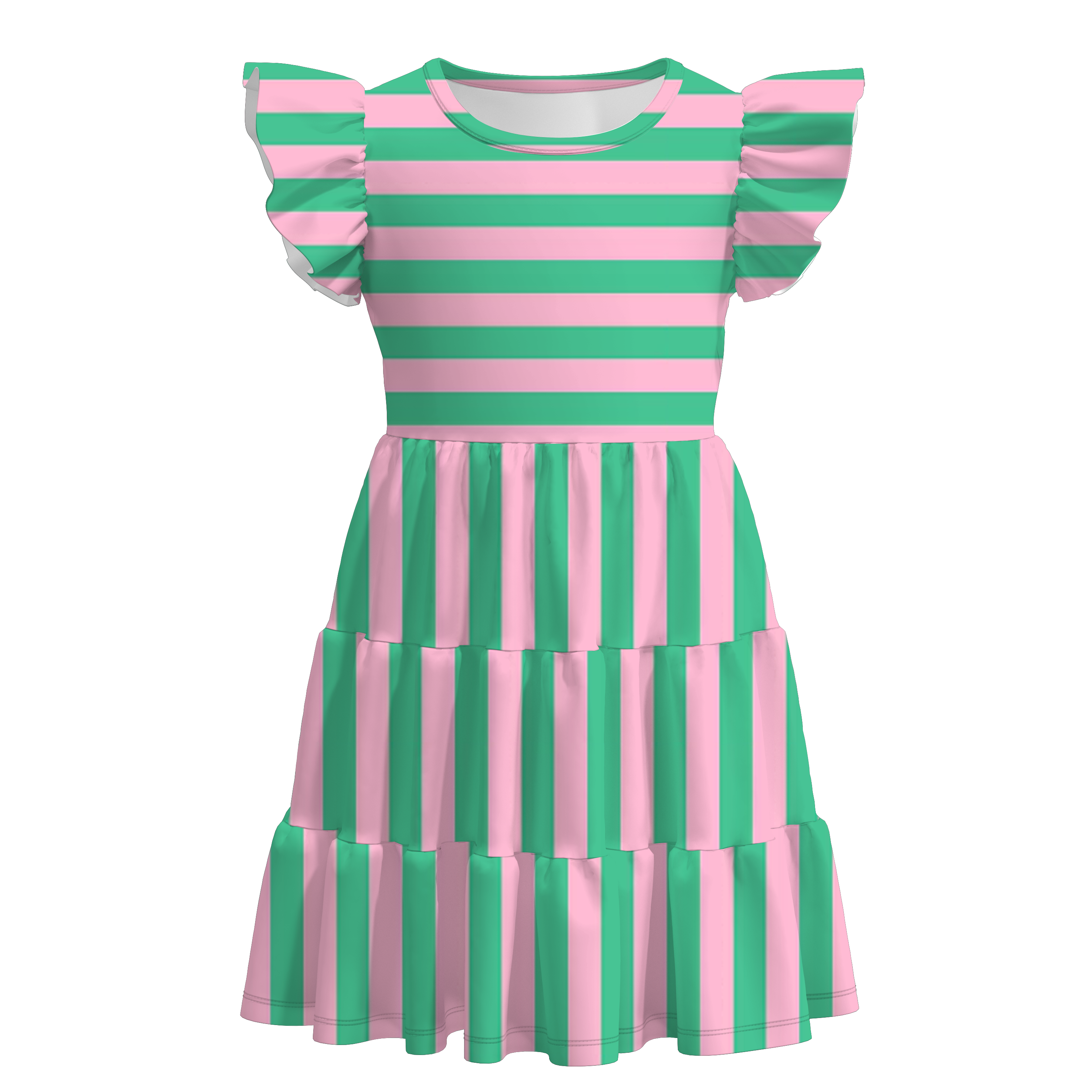 (Pre Order+Prepack Zone)Girls Spring&Summer Stripe Print Dress