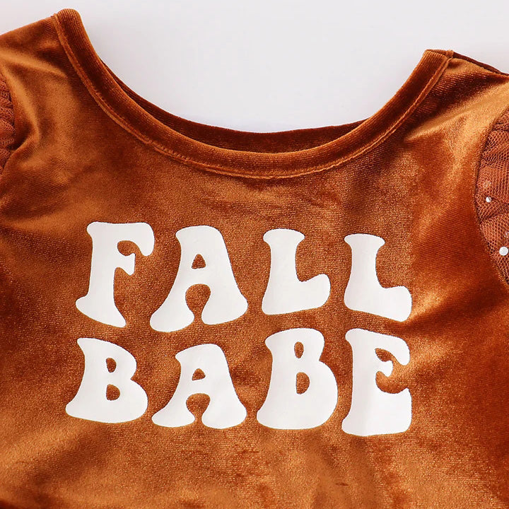 (In Stock E21-1-1)Fall Girls Brown Velvet Gauze Dress