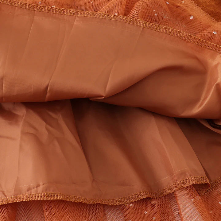 (In Stock E21-1-1)Fall Girls Brown Velvet Gauze Dress