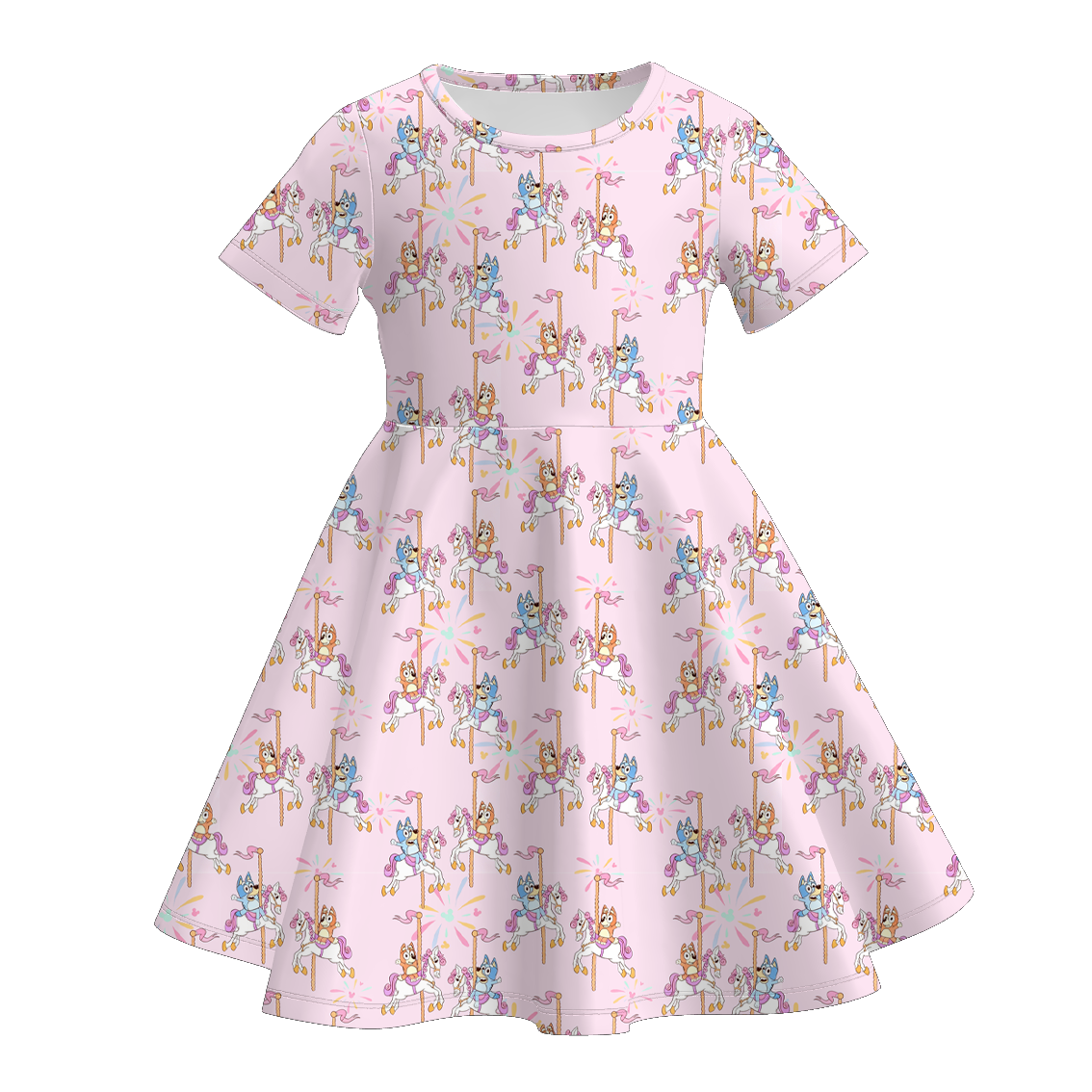 (Pre Order+Prepack Zone)Girls Cartoon Puppy Print Dress,Set(Mix Size)