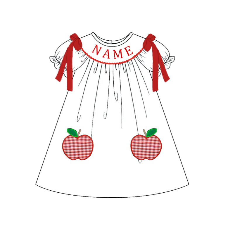 (Pre Order)Sisters Summer Back To School Embroidery Smocked Dress&Set-Customized name