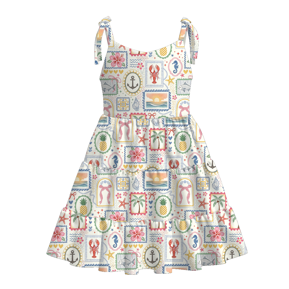 (Pre Order+Prepack Zone)Girls Spring&Summer Seaside Print Dress(Mix Size)