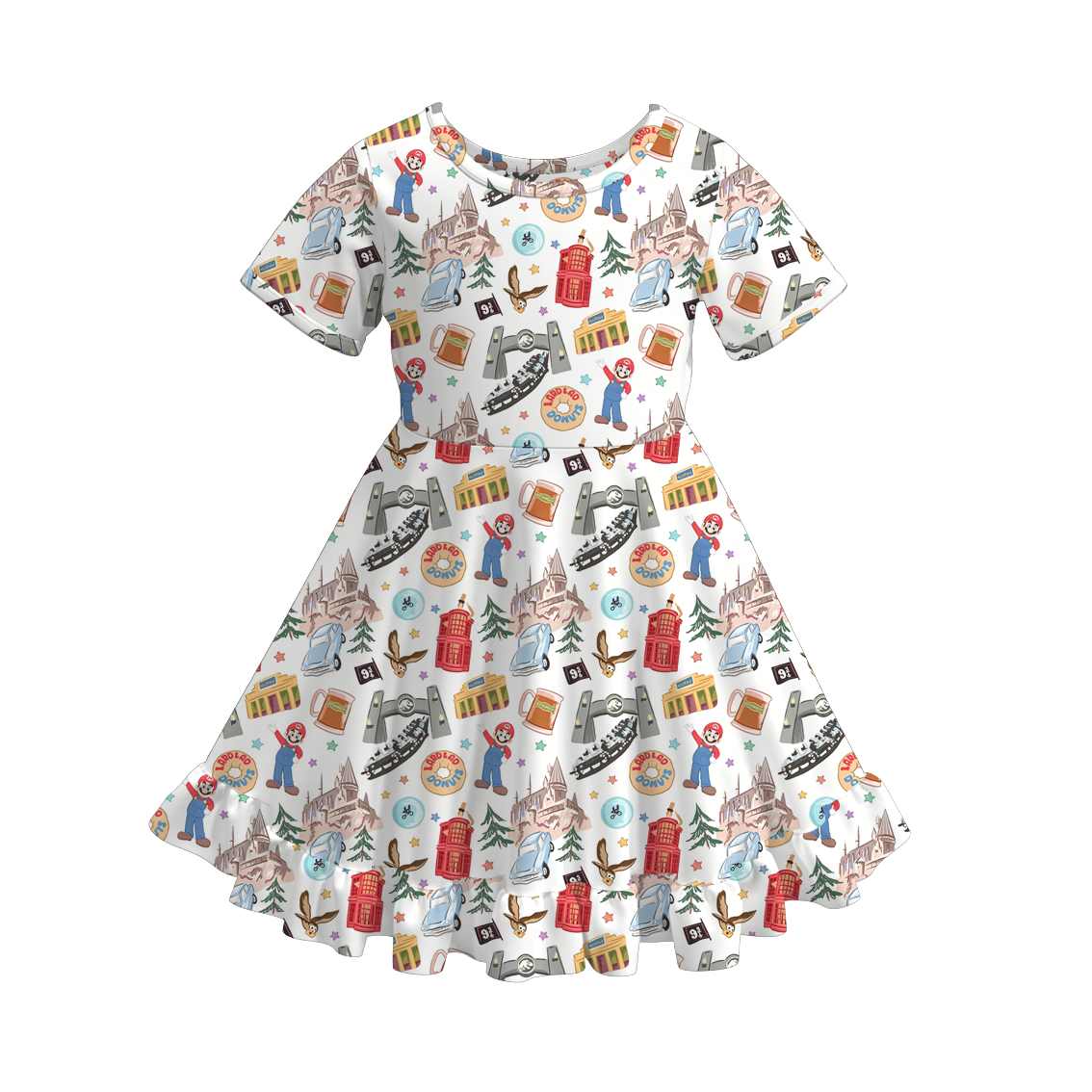 (Pre Order+Prepack Zone)Girls Spring&Summer Cartoon Print Dress(Mix Size)