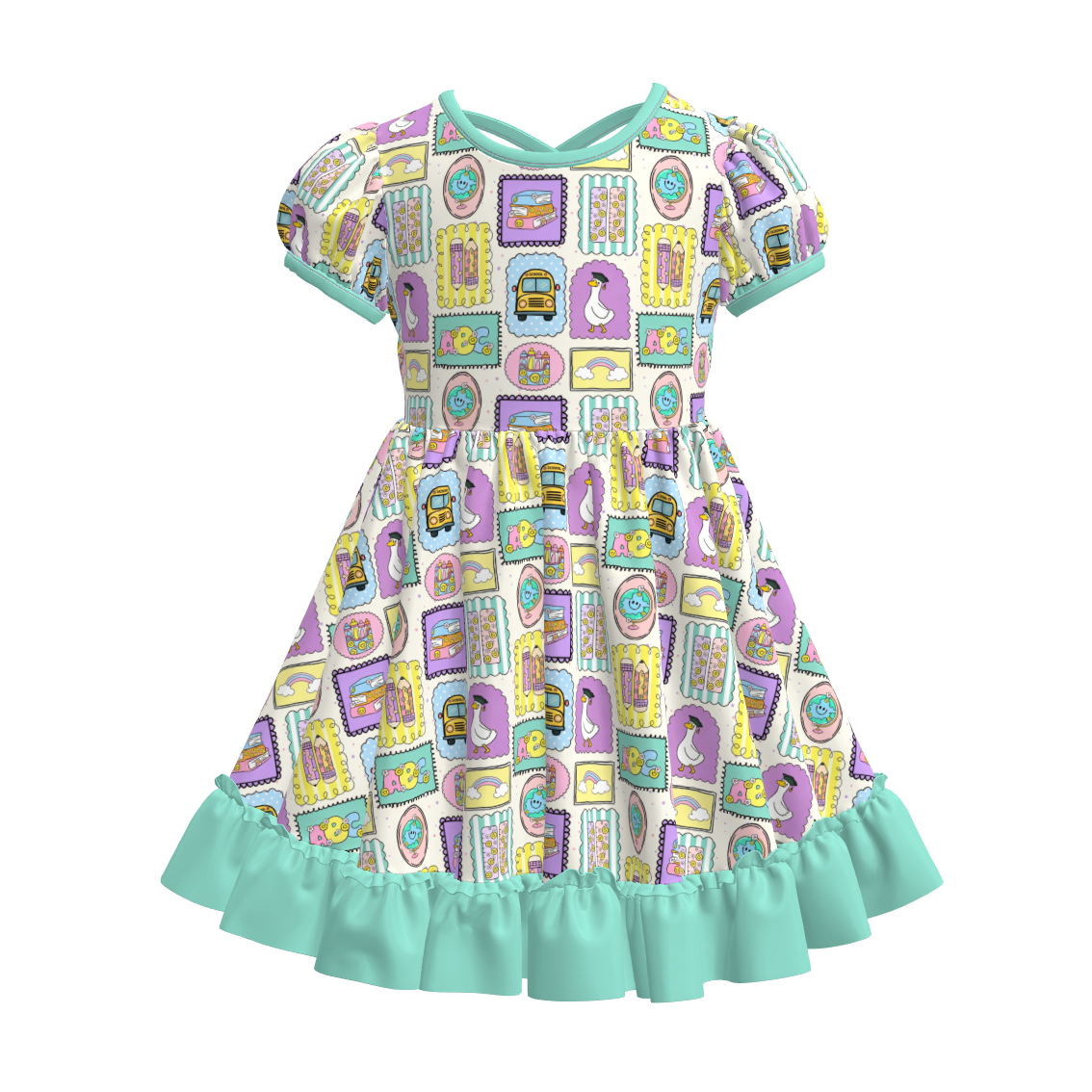 (Pre Order+Prepack Zone)Sisters Summer Back To School Print Dress&Romper