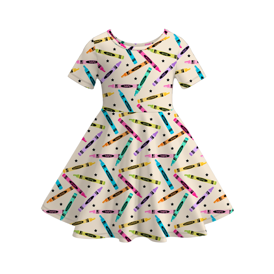 (Pre Order+Prepack Zone)Girls Summer Back To School Print Dress